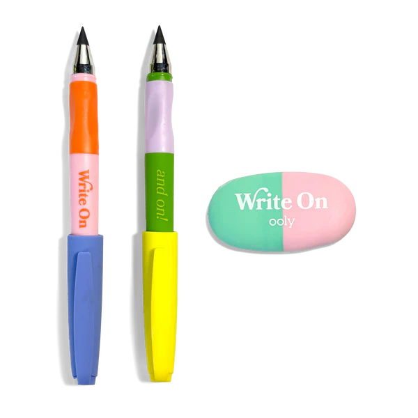Write On: Graphite Pencils & Eraser (3 PC Set)