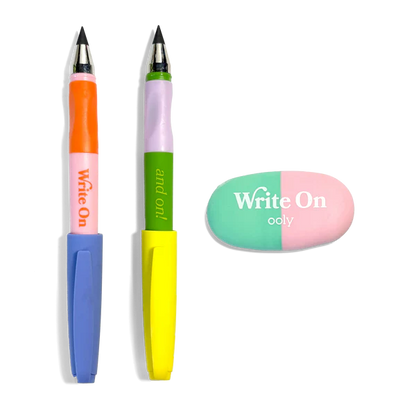 Write On: Graphite Pencils & Eraser (3 PC Set)