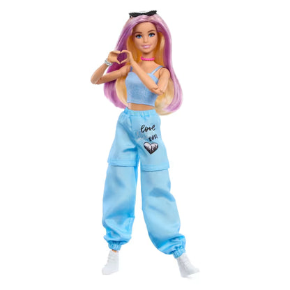 Barbie Deluxe Style Fashion Doll w Blue and Pink Outfits and Accessories