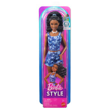 Barbie Fashionista #248 with Black Hair, Blue Denim Floral Tank/Shorts Set