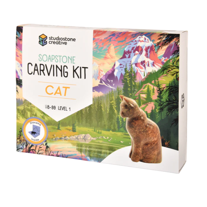 Cat Soapstone Carving Kit