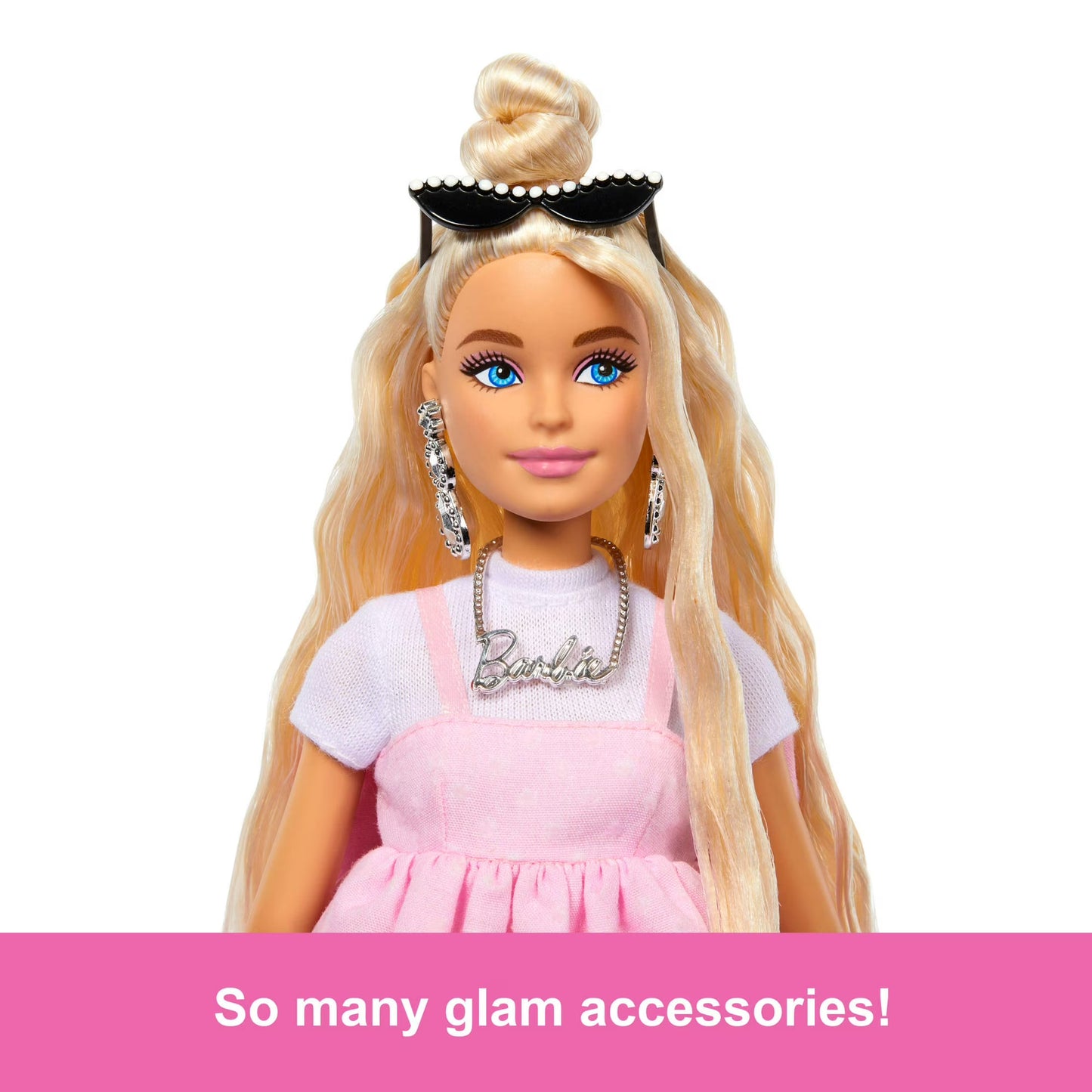 Barbie Deluxe Style #3 Pink Barbiecore Outfit with Blonde Top Knot