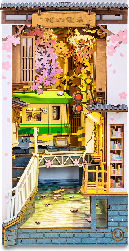 DIY Miniature House Book Nook Kit: Sakura Tram